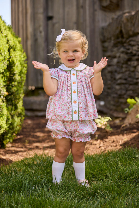 Little English Ruffled Sally Bloomer Set-Pumpkins