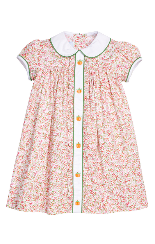 Little English Ruffled Sally Dress- Pumpkins