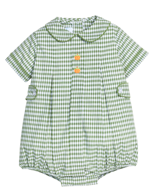 Little English Embroidered Nicholas Bubble- Pumpkin