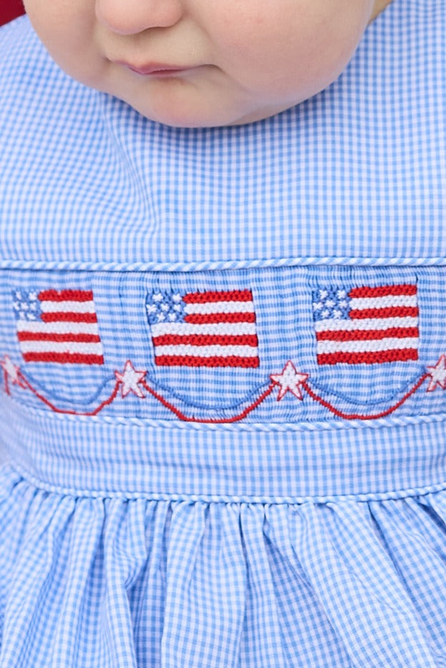 Little English Smocked Apron Bubble- Flags