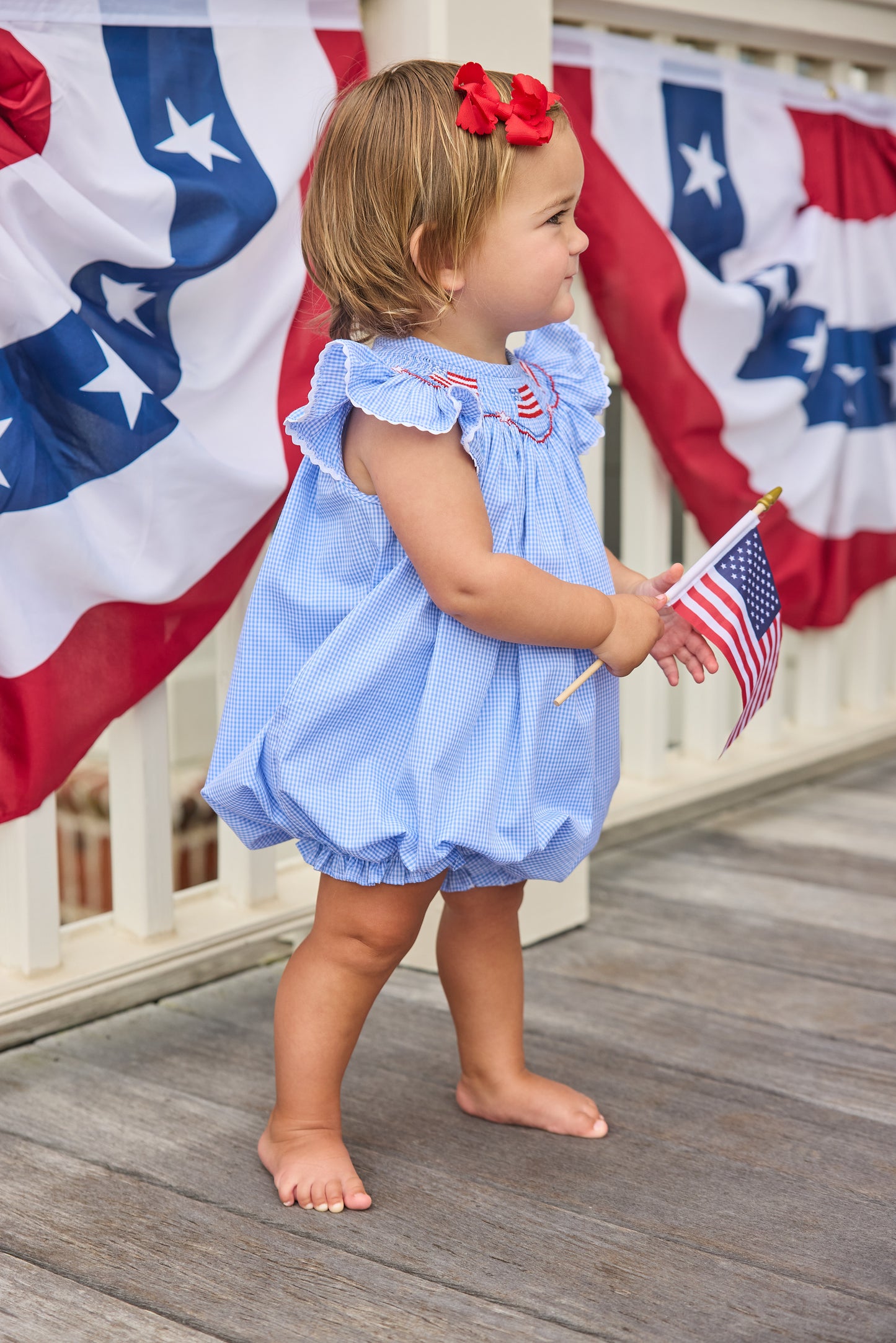 Little English Smocked Bishop Bubble- Flags