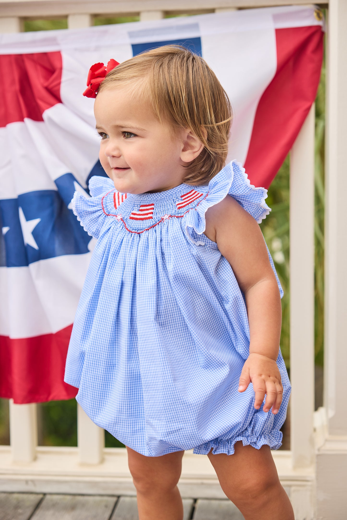 Little English Smocked Bishop Bubble- Flags