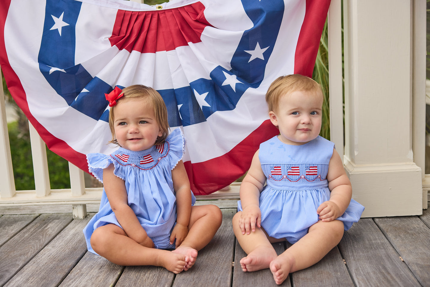Little English Smocked Bishop Bubble- Flags
