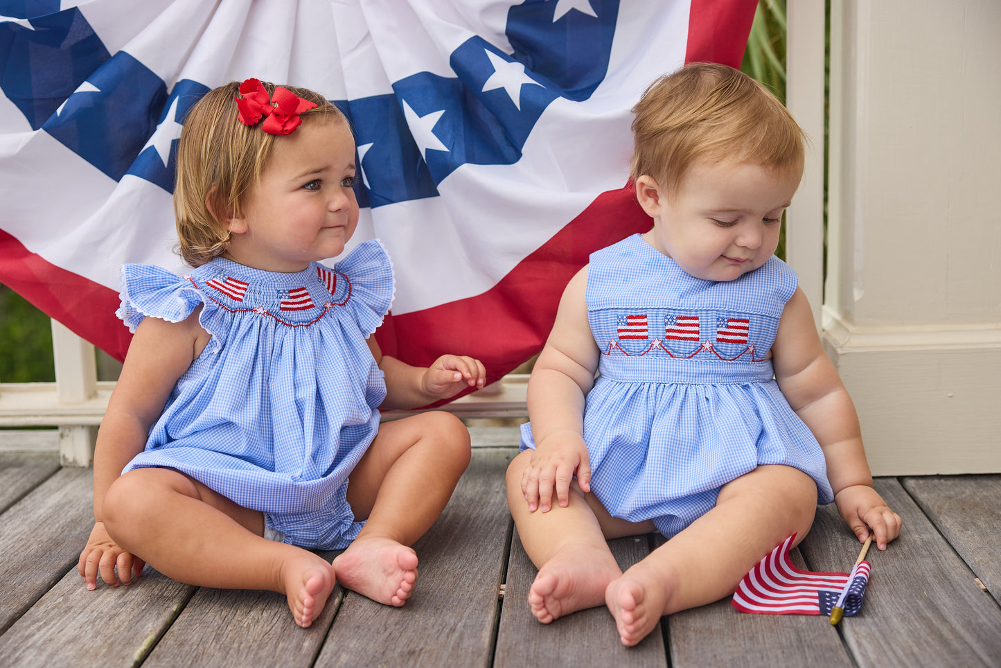 Little English Smocked Bishop Bubble- Flags
